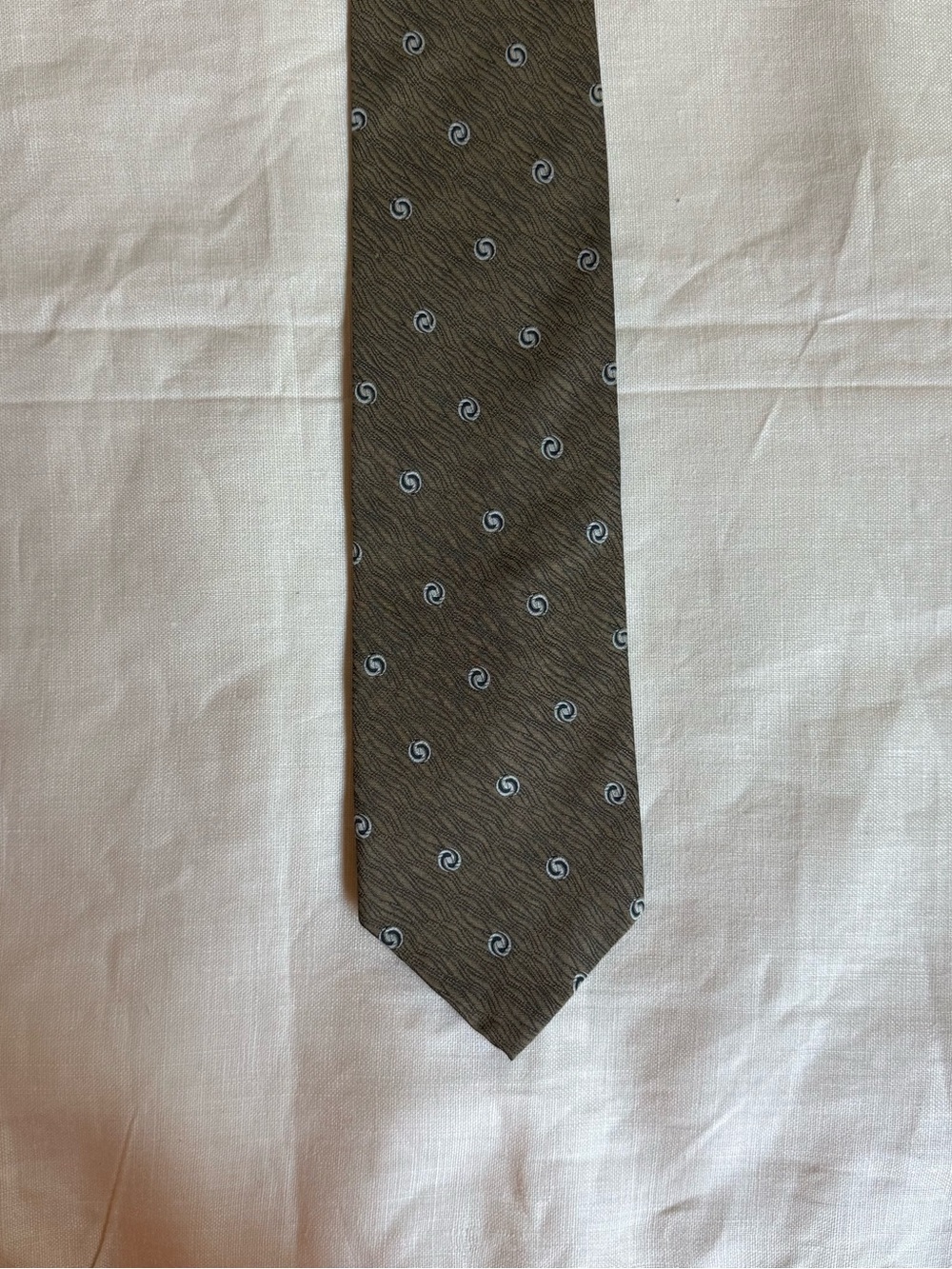 Donna Karan Silk Designer Mens Necktie bronze Black Moiré Swirl dot Classic Tie